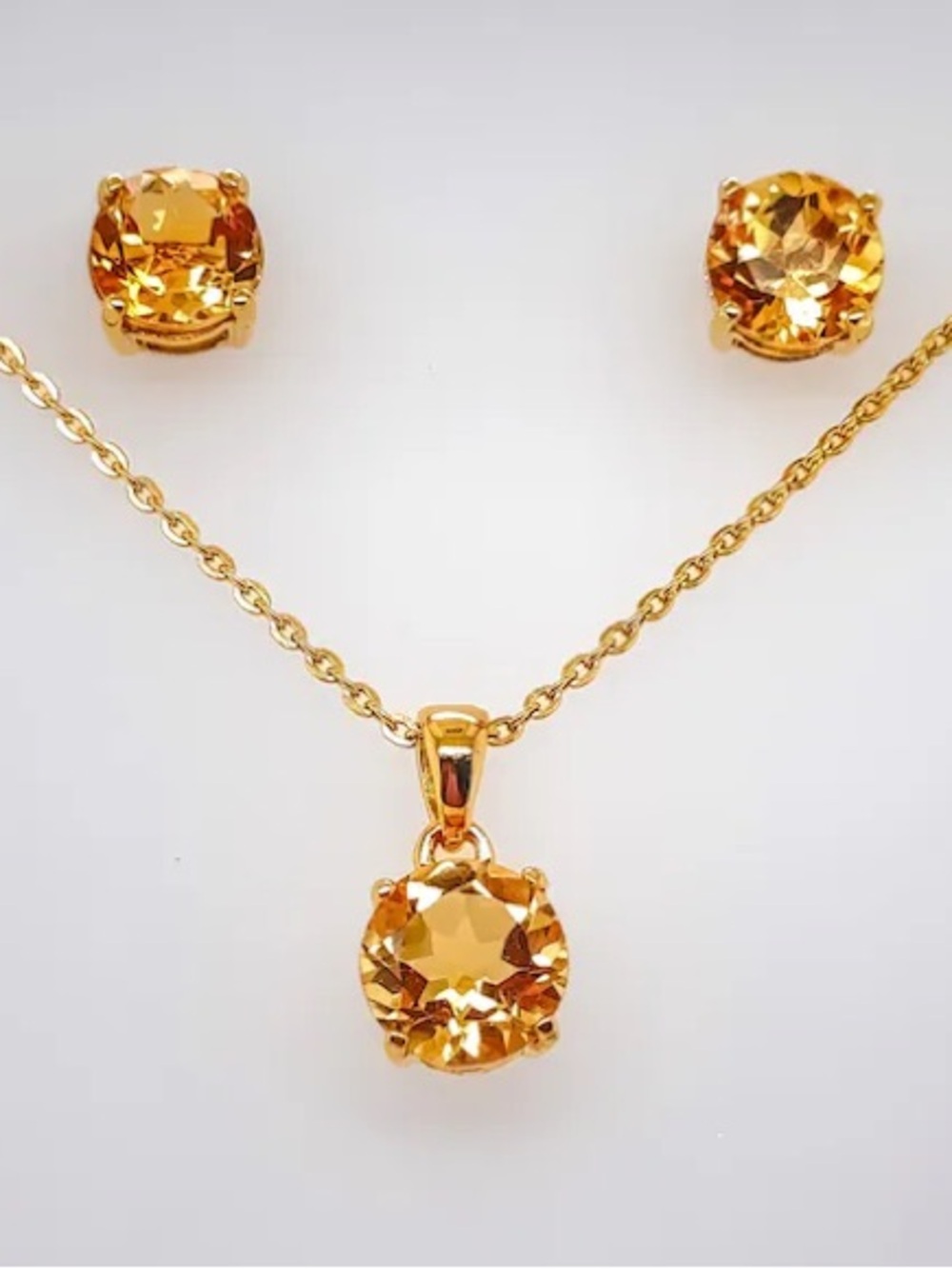 14k Gold Vermeil Citrine  Necklace & Earrings